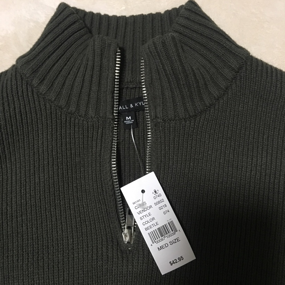NEW Green Ribbed Half Zip - Picture 6 of 10